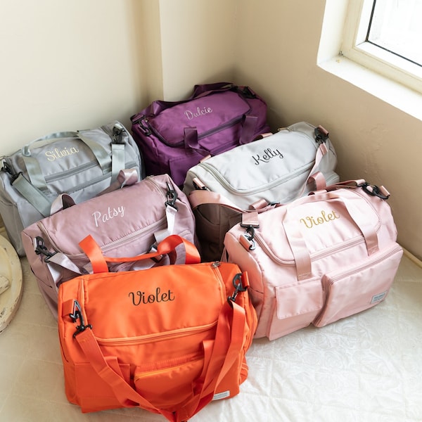 Personalized Foldable Duffle Bag, Bridesmaid Gift Bag,Personalized Name Duffle Bag,GYM Travel Bag for Women, Christmas Gift, Bridesmaid Gift