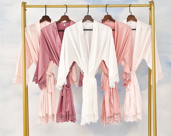 Bridesmaid Robes, Bridal Party Lace Robes,Wedding Dressing Gown, Satin Wedding Robe, Custom Bridal Robe, Dressing Gown, Bridesmaid Gift