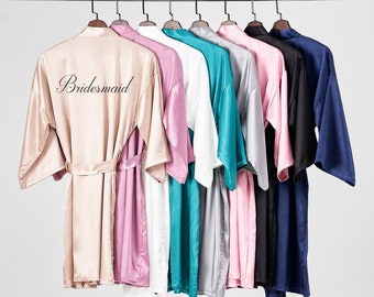 Bridal Robe, Custom Wedding Bridesmaids Robe, Silk Robes, Bridesmaid Gift, Bridesmaid Proposal, Bridal Party Pajamas Gift, Woman Robes