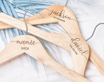 Personalized Bridal Dress Hangers, Custom Name Engraved Wooden Hanger, Bridesmaid Hanger, Bride Wedding Hangers, Bridesmaid Gift, Hanger