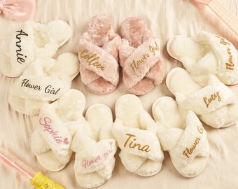 Kids Personalized Slippers, Holiday Gifts for Kids,Personalized Flower Girl Slippers, Bridal Shower, Kid Slippers, Christmas Gifts