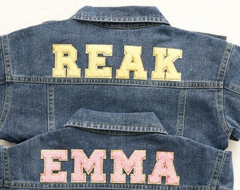 Chaqueta Jean personalizada, chaqueta con nombre para niños pequeños, chaqueta de mezclilla para bebés, regalo de cumpleaños, chaqueta con nombre personalizado, chaqueta Jean para niños, chaqueta Jean para niñas