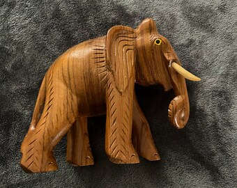 Vintage Carved Wood Elephant