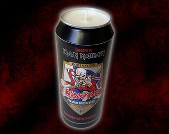 Iron Maiden Trooper  - Recycled, Upcycled, Natural & Renewable Beer Can Novelty Soy Candle