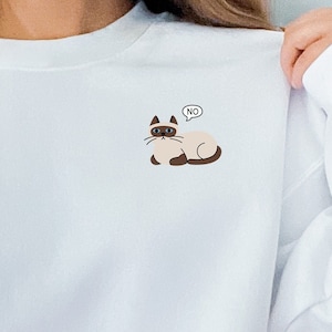 Grappig Geen Siamese Kat Sweatshirt | Aangepaste Cat Crewneck | Minimalistisch portret | Cadeau voor Seal Point Siamese Cat Lovers | Leuke kat eigenaar