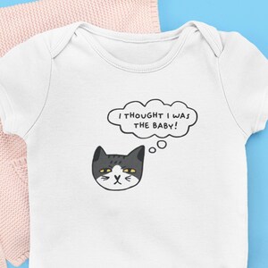 Custom Cat Baby Onesie® Funny Pregnancy Announcement Birth | I thought I was the baby | Husband Grandparents | New Baby Reveal Photoshoot