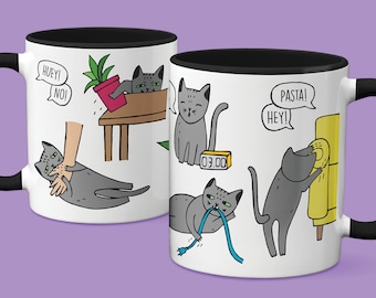Books Coffee And Cats Mug Black Cat Lover Mug Book Lover Gifts Russian Blue Cat