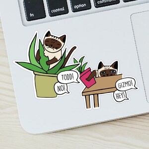 Custom Siamese Cat Sticker | Personalized Siamese Cat Sticker | Funny Gift For Cat Lovers | Siamese Cat Mom Customized Stickers