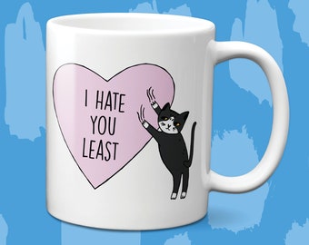 Tuxedo Cat Heart Message Mug | Customizable Tuxedo Cat Mug | Funny Gift For Cat Lovers | Black and White Tuxedo Cat Mom Cat Dad Mug