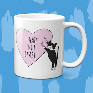 Tuxedo Katzenherz Botschaft Tasse | Personalisierbarer Tuxedo Katzenbecher | Lustiges Geschenk für Katzenliebhaber | Schwarz-Weiß Tuxedo Katze Mama Katze Papa Tasse