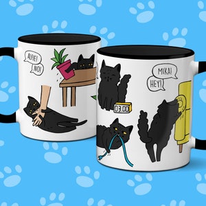 Custom Black Cat Mug | Personalized Black Cat Mug | Funny Gift For Cat Lovers | Black Cat Mom Customized Mug