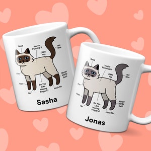 Custom Ragdoll Cat Diagram Mug | Personalized Ragdoll Cat Mug | Funny Gift For Cat Lovers | Siamese Cat Mom Customized Mug Himalayan Birman
