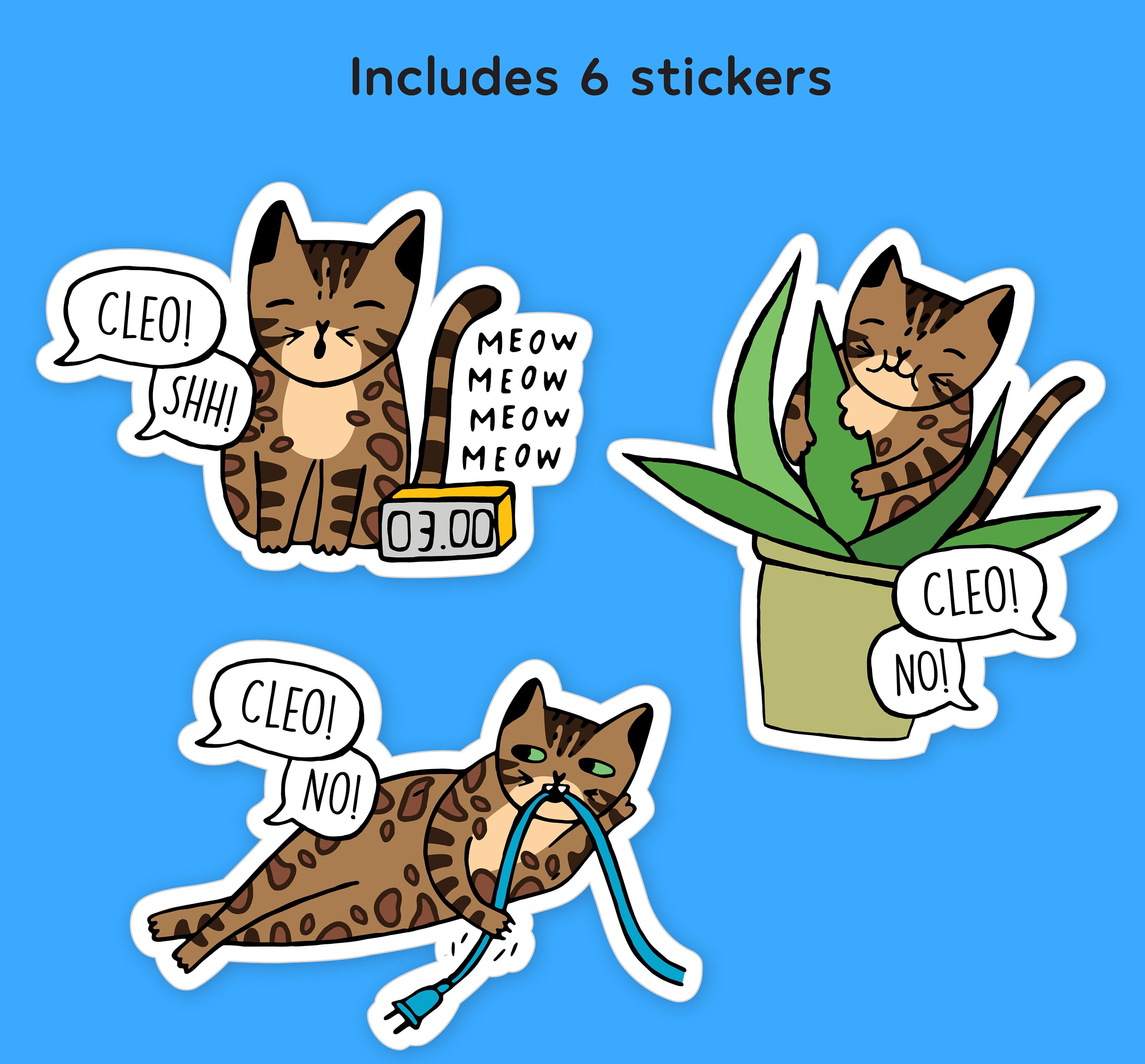 Custom Bengal Cat Sticker | Personalized Bengal Cat Sticker | Funny ...