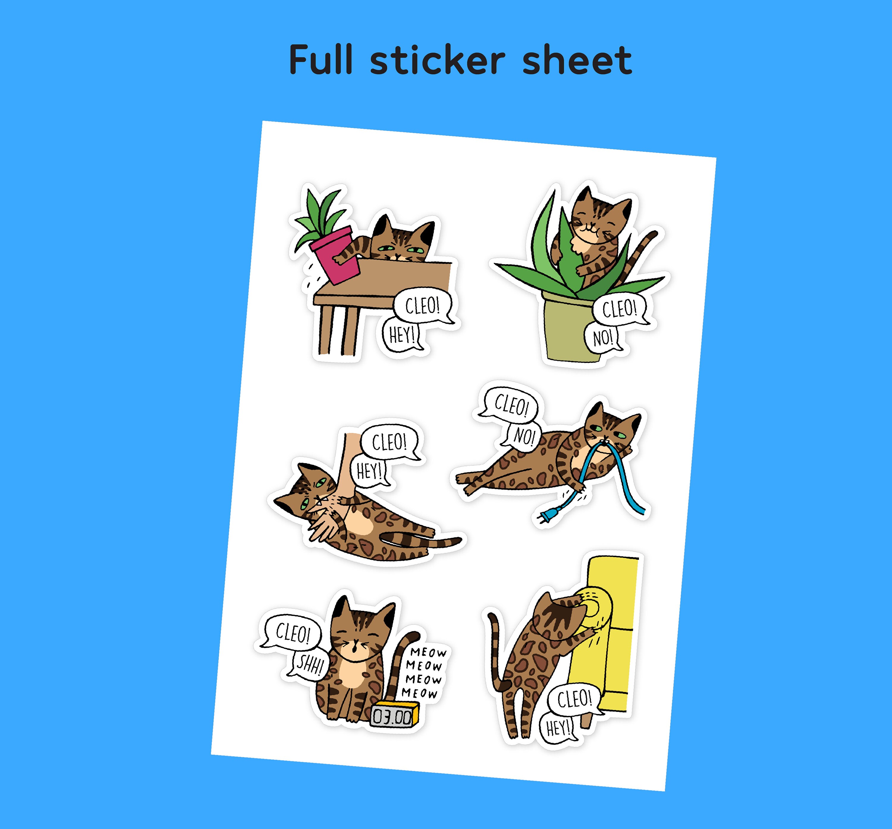 Custom Bengal Cat Sticker | Personalized Bengal Cat Sticker | Funny ...