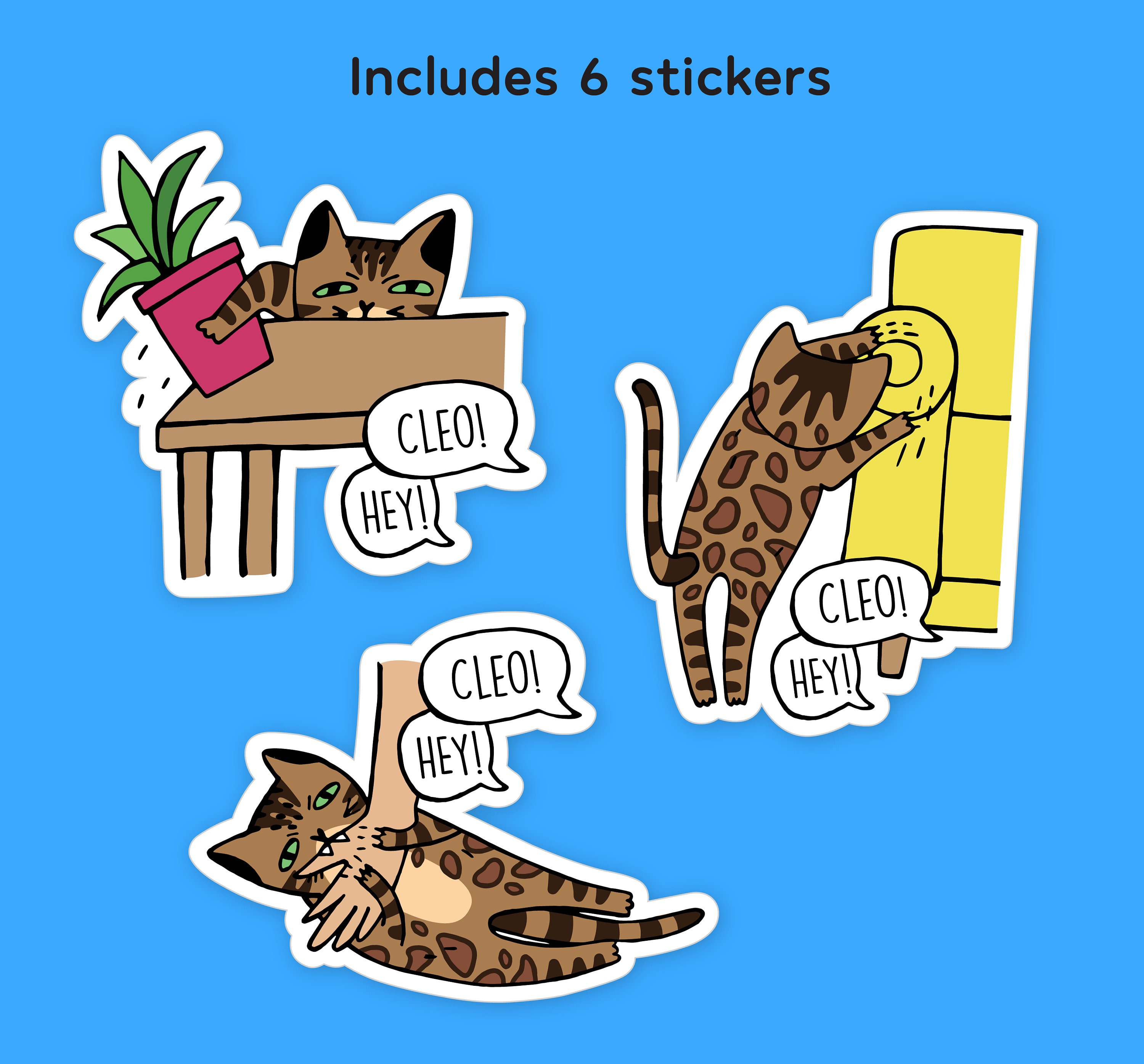 Custom Bengal Cat Sticker | Personalized Bengal Cat Sticker | Funny ...