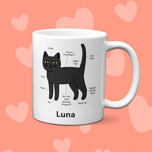 Custom Black Cat Diagram Mug | Personalized Black Cat Mug | Funny Gift For Cat Lovers | Black Cat Mom Customized Mug