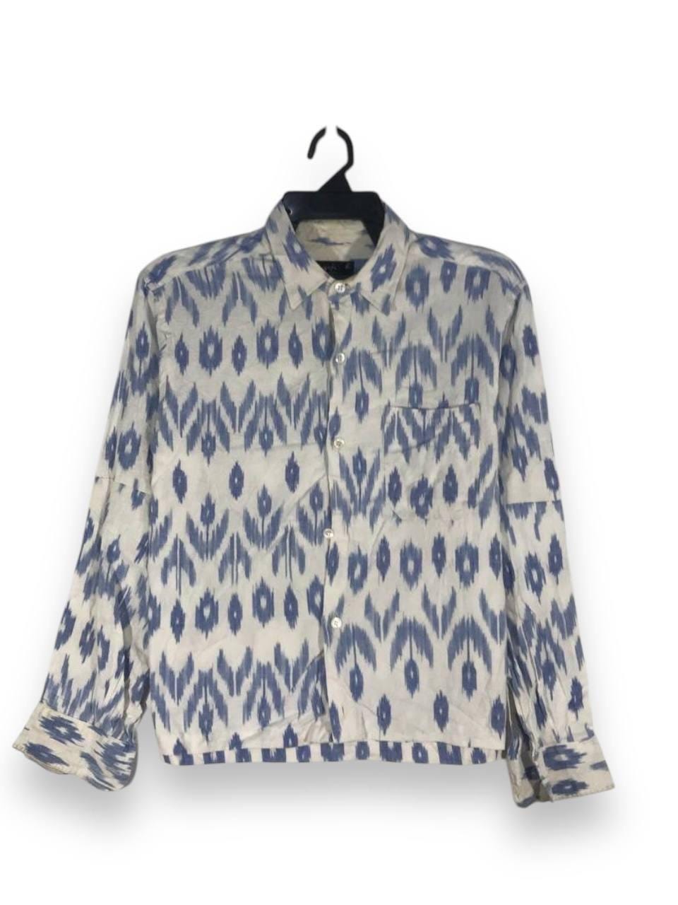 Vintage 90s Agnes B Navajo Design Open Collar Shirt Oxford
