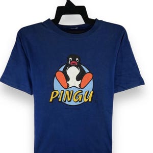 vintage jaren 90 1994 Pingu cartoon dierenshirt T-shirts ronde hals maat M