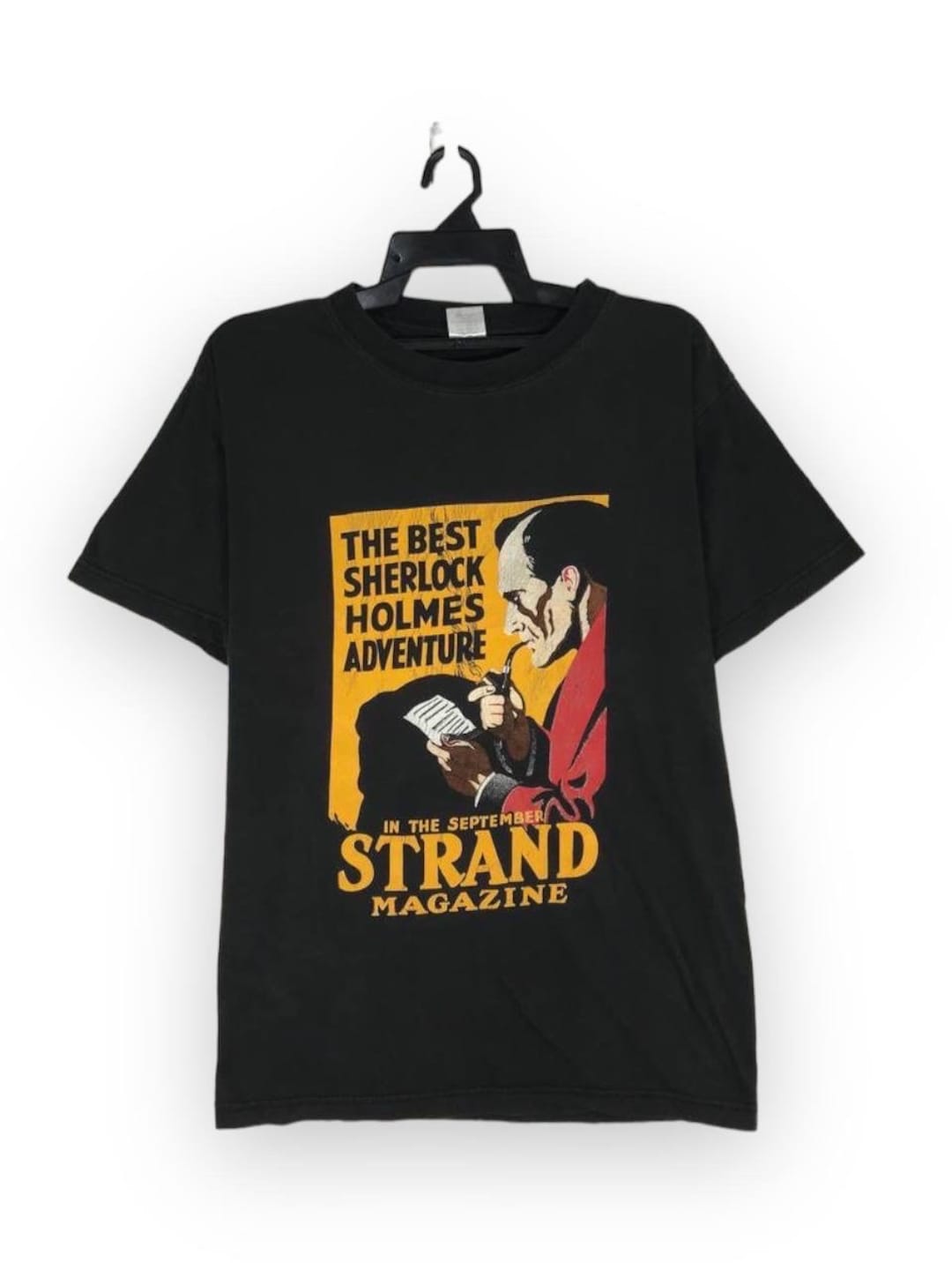 Women's T-Shirts [Out of Print] Arthur Conan Doyle / The Adventures of Sherlock Holmes Relaxed Fit Tee (Vintage Black) (Womens) sherlock_tee_women_l_bw_front.