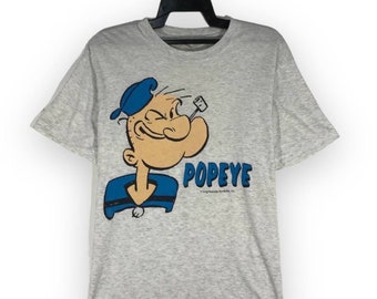 Dat Thirft　　　　　　　　【Ｖｉｎｔａｇｅ７０’ｓ】ＰＯＰＥＹＥ Vintage 90s Popeye the Sailorman Cartoon Strongman Tshirt