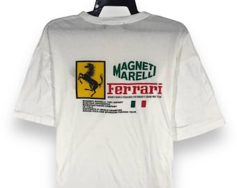 vintage 90s Ferrari magneti Marelli formula one racing champion michael schumacher tshirt shirt tees roundneck size L