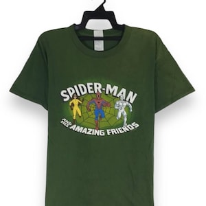 Camiseta vintage 2003 de Spiderman y sus increíbles amigos, Iceman, Firestar, Marvel Comics, dibujos animados, cuello redondo, talla M