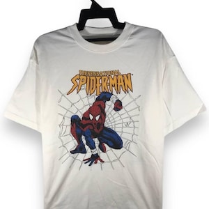 vintage jaren 90 1996 The Sensational Spiderman superheld cartoon tshirt T-shirts ronde hals maat L