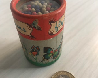 Vintage 1960s Match Tube, Butterfly Decor, 'Flying Gems'