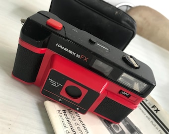 red vintage funky Halina camera.
