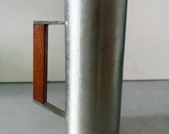 Vintage Royal Selangor Pewter Modern Danish Style Tall Wood & Pewter Mug, base missing