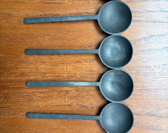 Vintage rare Mid century pewter soup spoons x 6