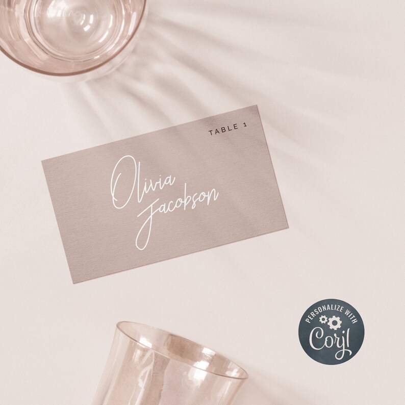 Printable Wedding Name Card Modern Design customizable With Corjl - Etsy