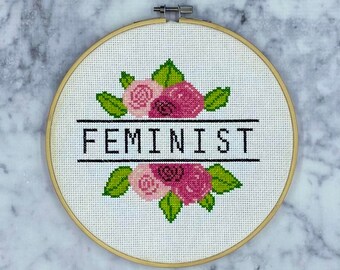 Floral Feminist Cross Stitch Pattern (Digital Download)