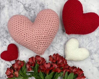 Heart Pillow - Stuffed Heart - Crochet Throw Pillow - Custom Colors