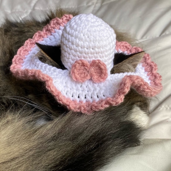 Crochet Cat Hat Pattern - Crochet Cat Hat with Ear Holes - Hat for Cats Pattern - Written Pattern - PDF Digital Download - Pattern Only