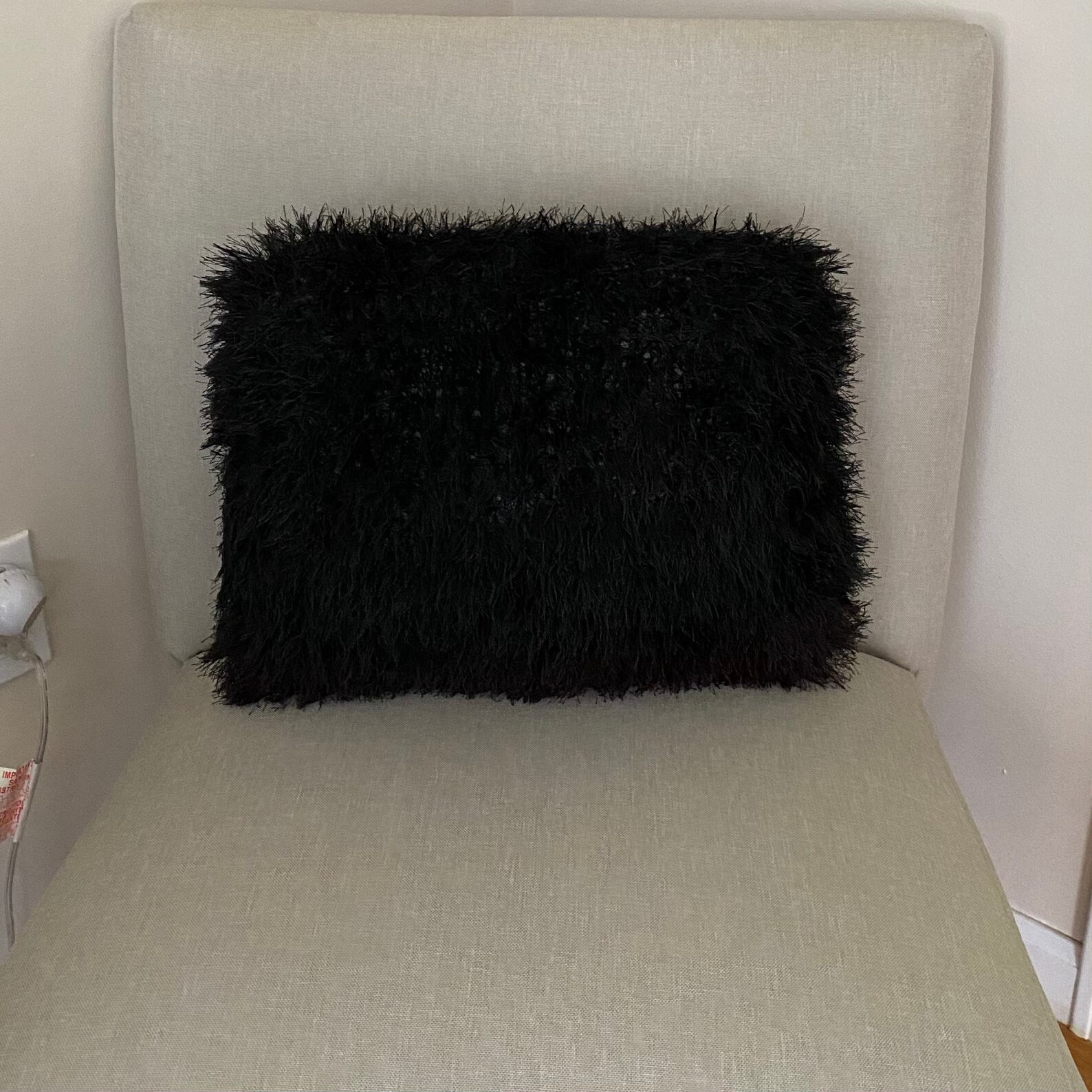 Fuzzy Throw Pillow Shag Pillow Black Knit Throw Pillow Etsy