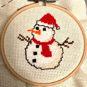 Snowman Cross Stitch Pattern: Winter Christmas Ornament (PDF Pattern)