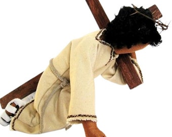 biblical narrative figure: Jesus with cross and crown of thorns