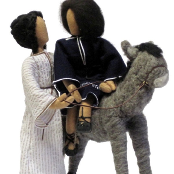 Biblische Erzählfiguren: Herbergsuche - Maria Josef und beweglicher Esel