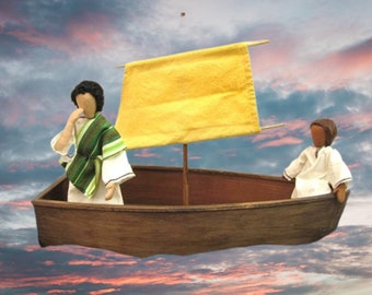 Biblical narrative figures: The Sermon on the Mount - Jesus and a disciple on the boat