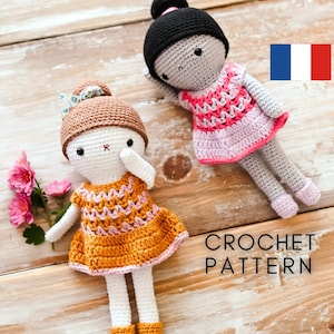 CROCHET TUTORIAL PDF amigurumi doll pattern in French by Zess - easy Kima cuddly toy pattern