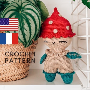 CROCHET PATTERN mushroom  PDF tutorial amigurumi in English French - instructions instant download  autumn easy to follow