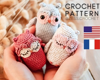 TUTORIEL CROCHET mini hibou chouette patron pdf amigurumi en Anglais / Français de Zess modèle Bubo animal facile oiseau