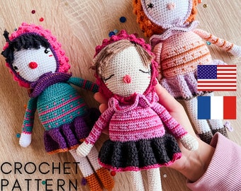 TUTORIEL CROCHET poupée modèle patron pdf en Français Anglais de Zess - amigurumi bonnet béguin nopes