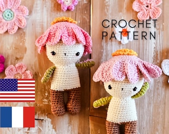 TUTORIEL CROCHET amigurumi fleur KLIG en Français / Anglais  - modèle la créature de printemps patron pdf original