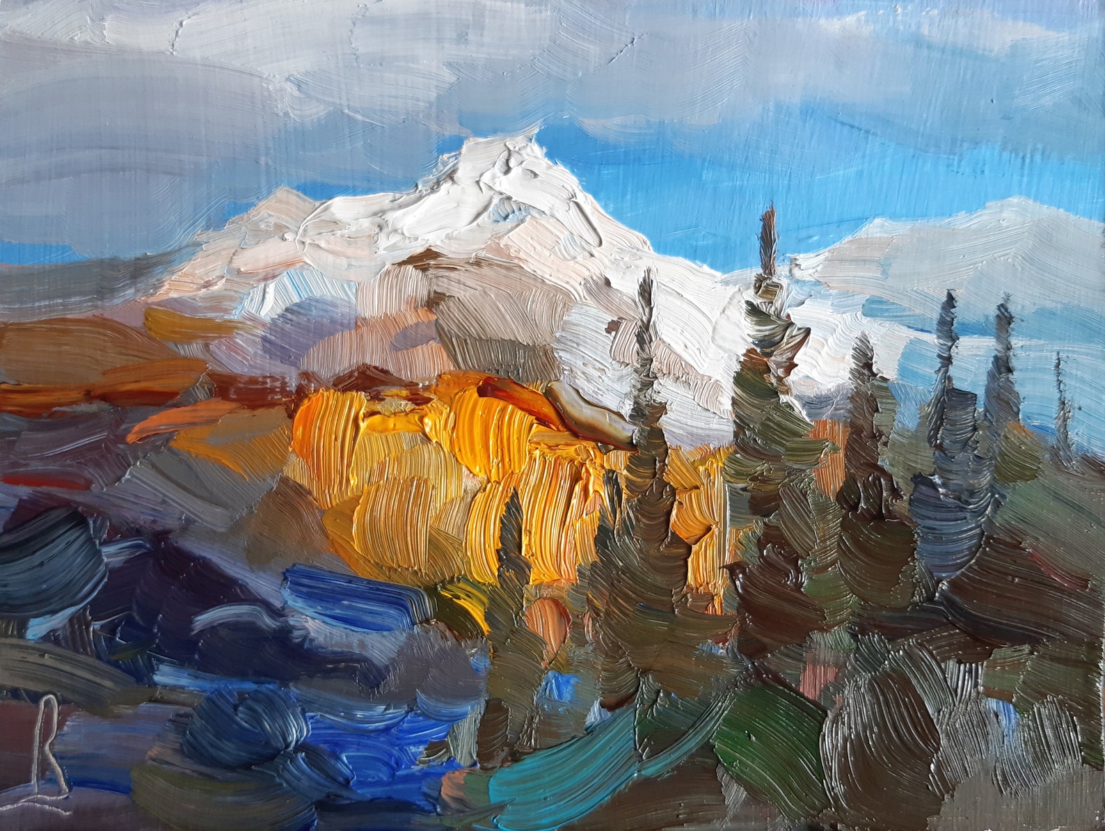 Mount Shasta Original Painting California Wall Art Original Etsy