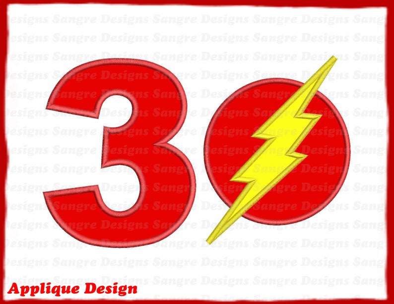 INSTANT DOWNLOAD The Flash Birthday Number 3 Applique Design