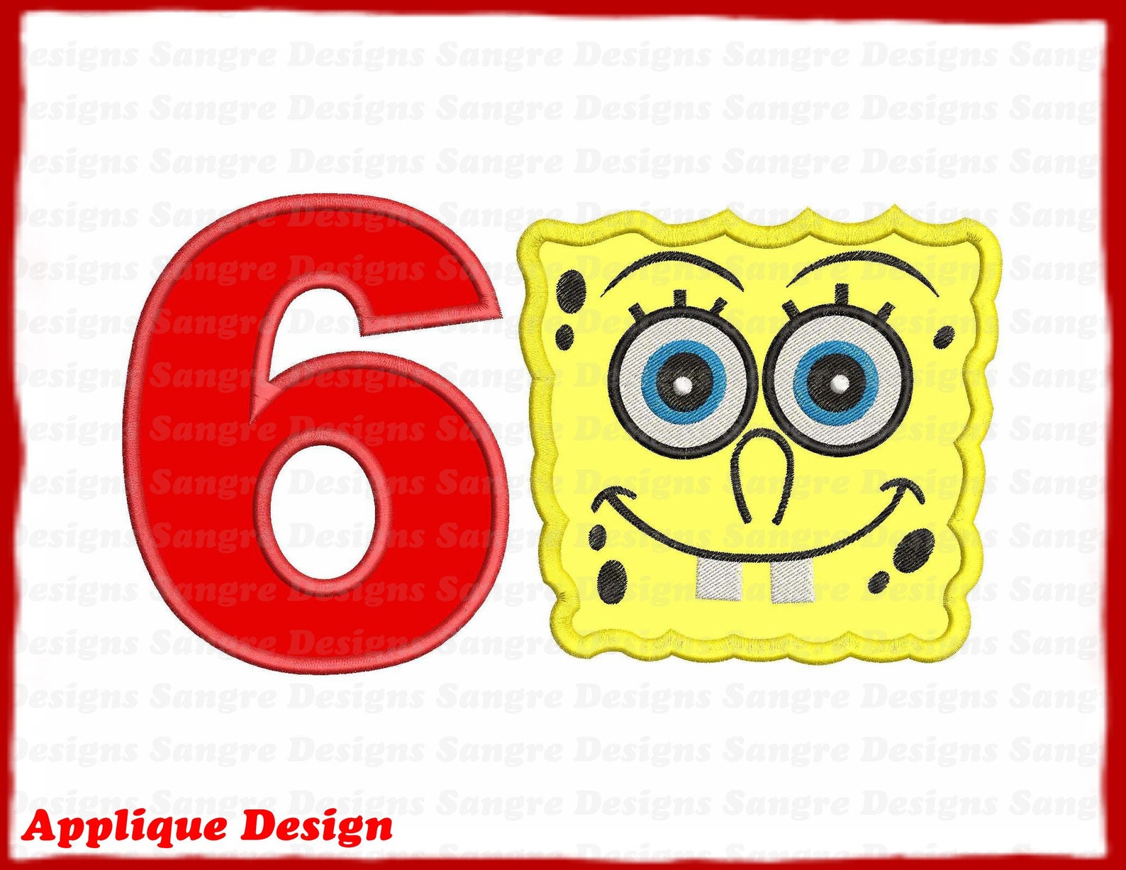 Spongebob Squarepants Birthday Number 6 Applique Design Etsy