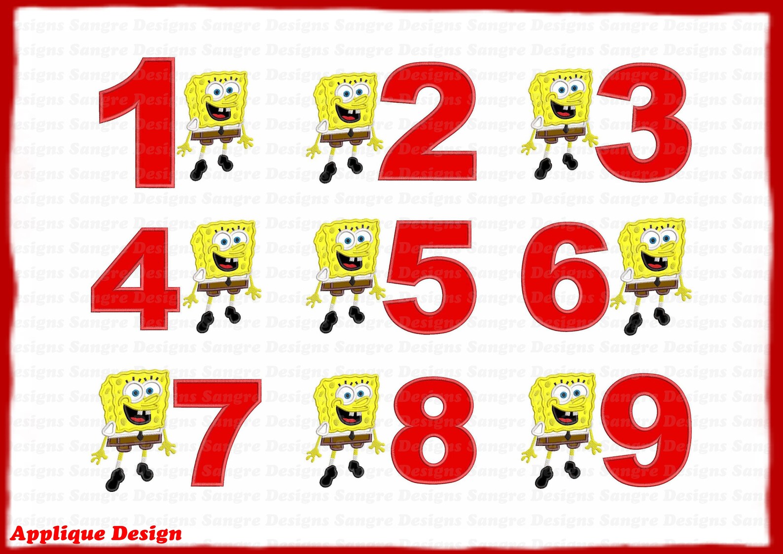 Bundle Sponge Bob Birthday Numbers 19 Applique Designs Etsy