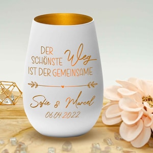 Hochzeitsgeschenk - Windlicht - Der schönste Weg ist der gemeinsame - personalisierbar - Gravur Namen - Liebe - Valentinstag - Jahrestag